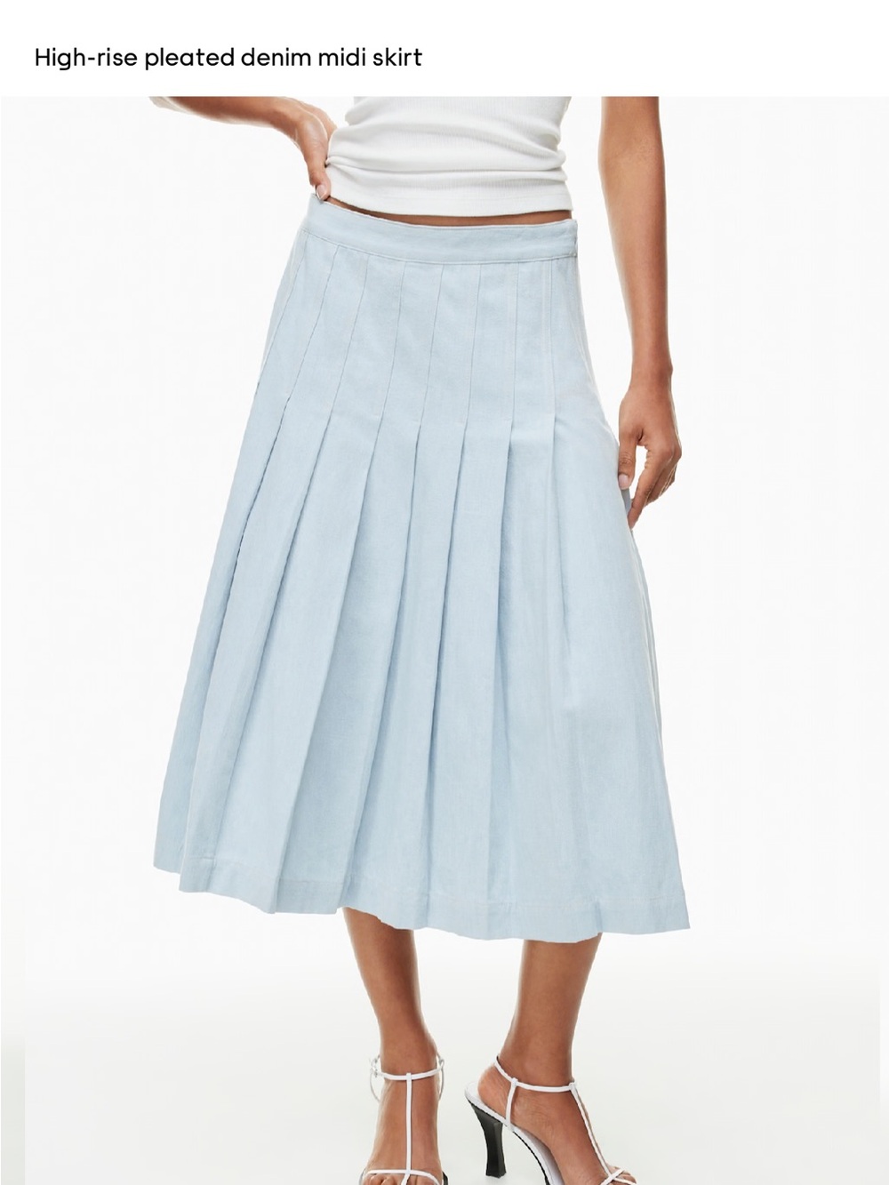 Aritzia Light Blue Pleated Midi Skirt- Babaton brand